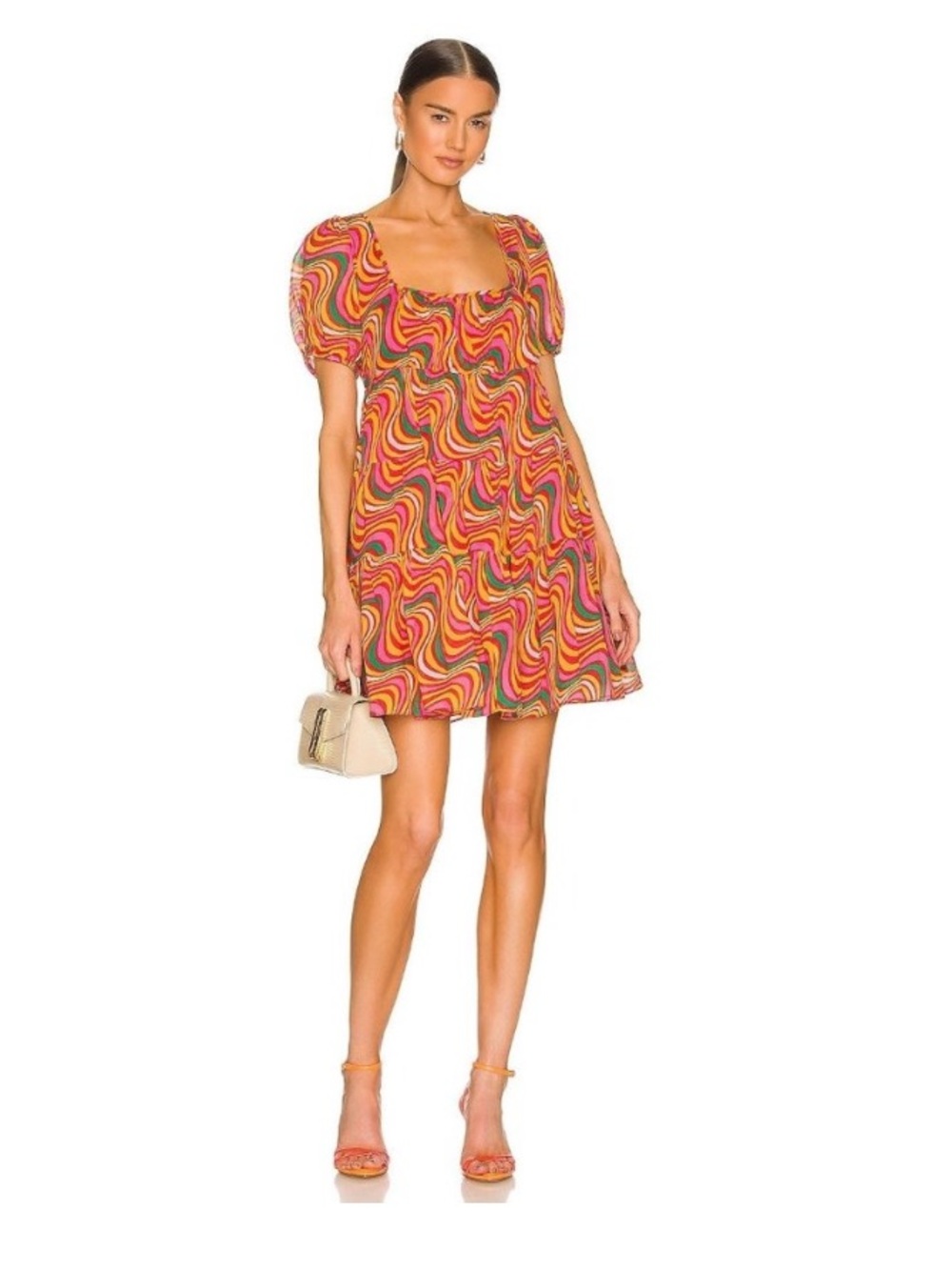 Rhode Positive Vibrations Joan Swirl Mini Babydoll Dress
